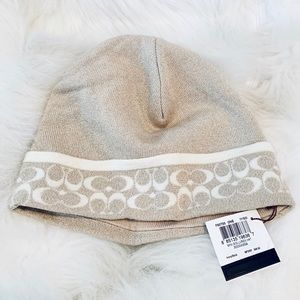 New with tags Coach gold fleck beanie toque